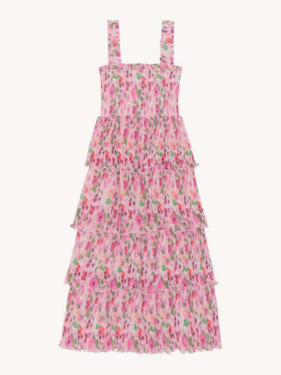 GANNI Pleated Georgette Smock Midikjole | Gundtoft.dk