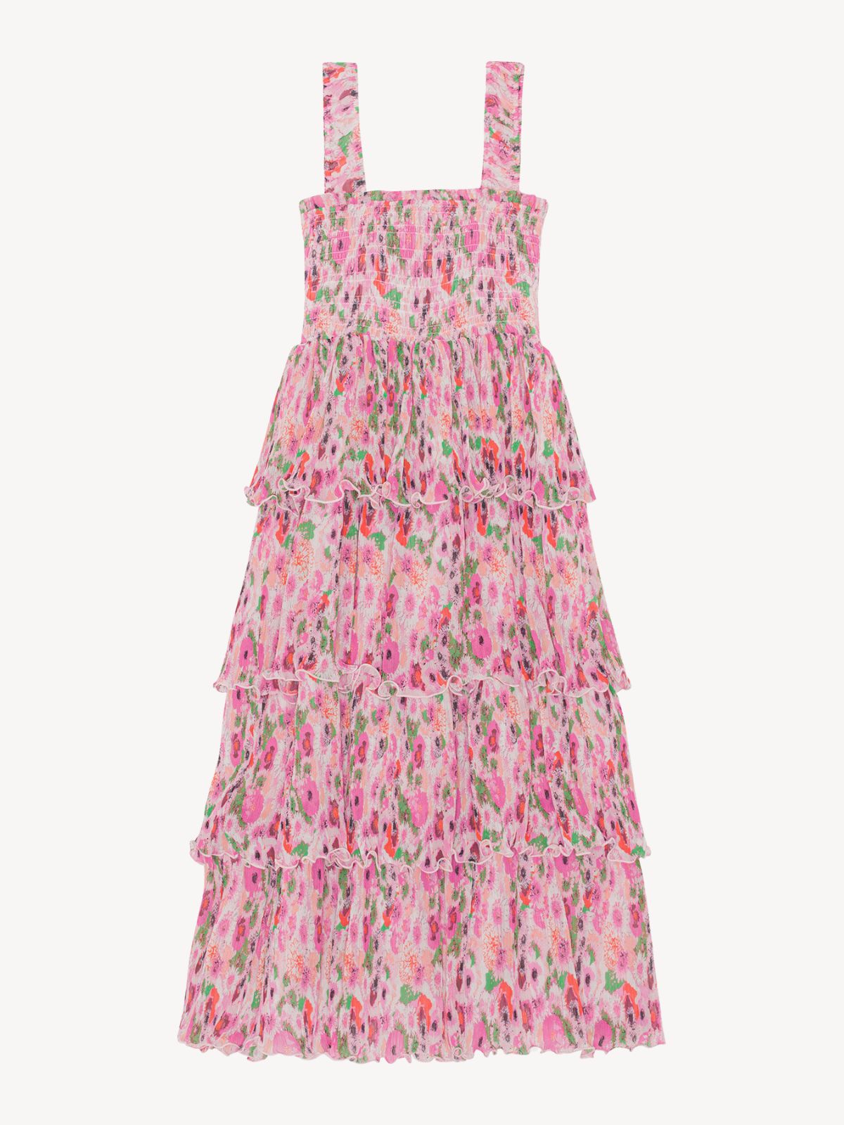 GANNI Pleated Georgette Smock Midikjole | Gundtoft.dk