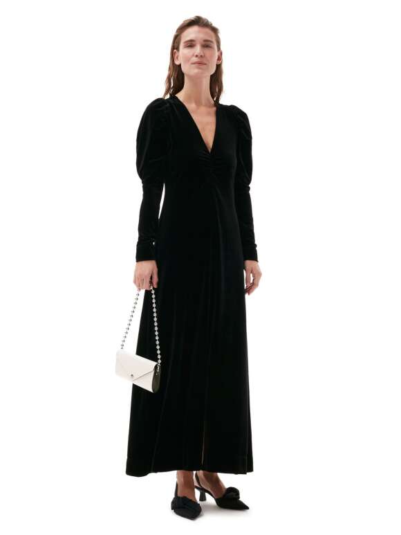 Ganni - LONG VELVET DRESS 