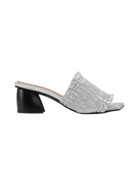 Silver Smock Kitten Heel Sandal