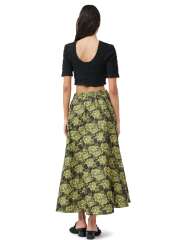 Ganni - Sort crop top med smockeffekt