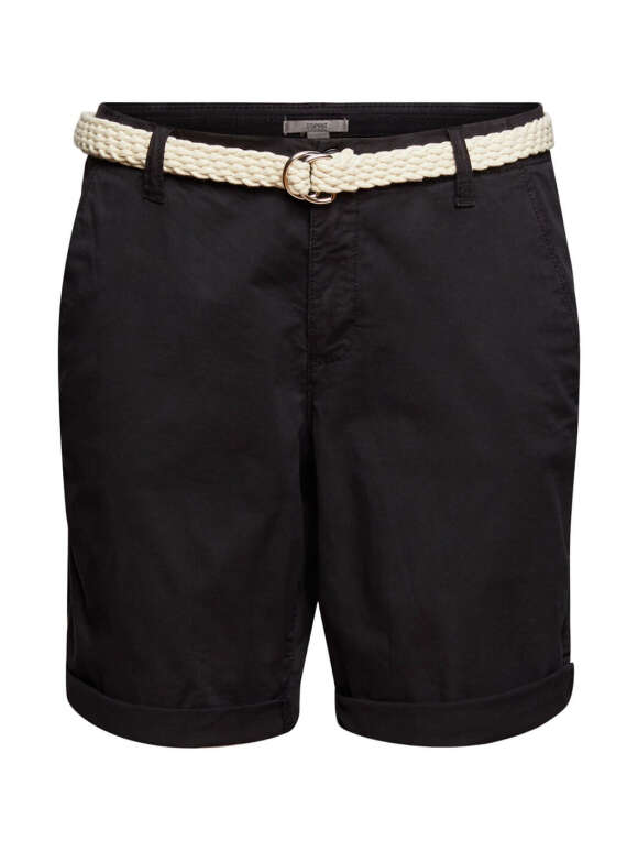 Esprit - CHINO Shorts med fletbælte