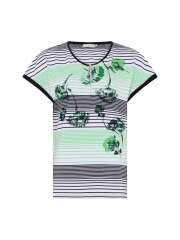 Micha - Stribet t-shirt med blomsterprint 