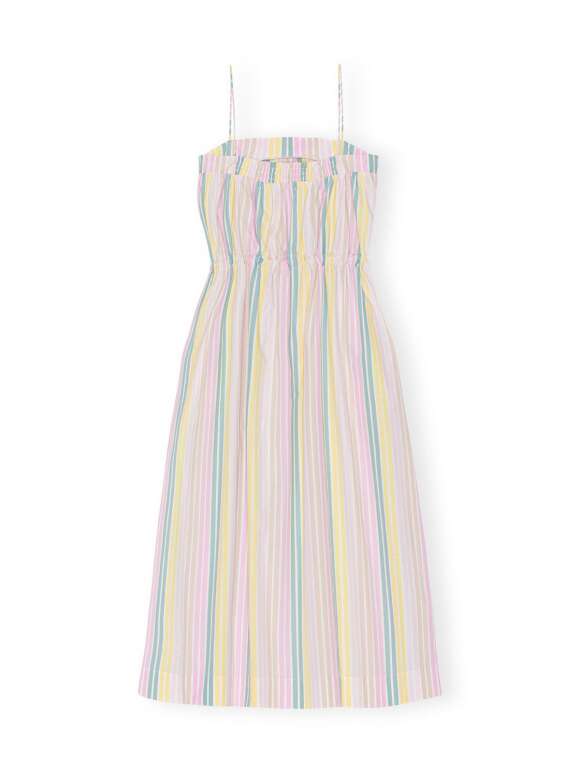 Ganni - Stripe Cotton Maxi Strapkjole