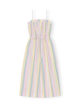 Ganni - Stripe Cotton Maxi Strapkjole