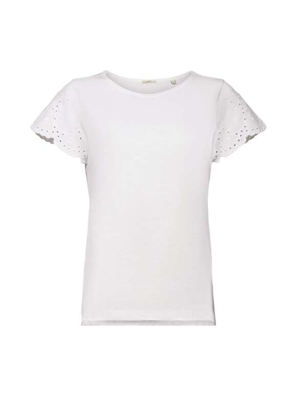 Esprit - T-shirt med broderede ærmer