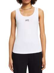 Esprit - Ribbed top med logo