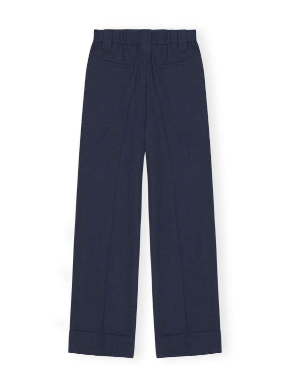 Ganni - BLUE DRAPEY MELANGE BUKSER
