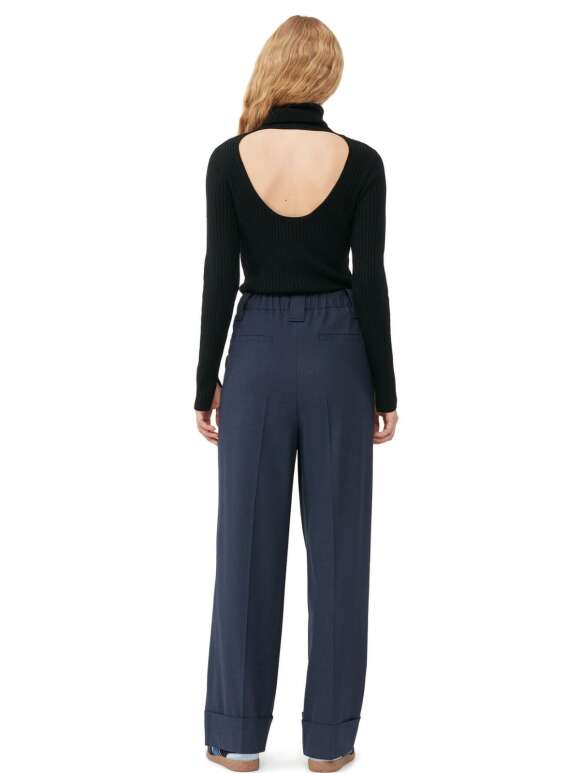 Ganni - BLUE DRAPEY MELANGE BUKSER