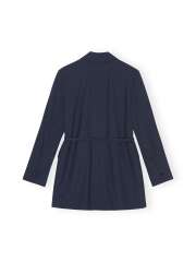 Ganni - BLUE DRAPEY MELANGE BLAZER