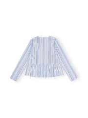 Ganni - STRIPED TWILL PEPLUM BLUSE