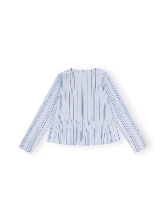 Ganni - STRIPED TWILL PEPLUM BLUSE