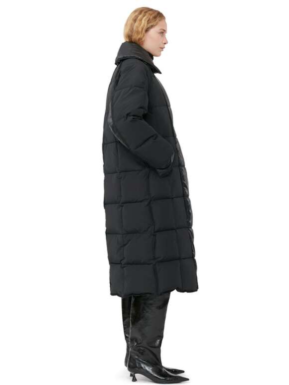 Ganni - BLACK OVERSIZED MIX PUFFER JAKKE