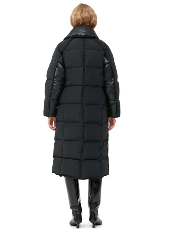 Ganni - BLACK OVERSIZED MIX PUFFER JAKKE