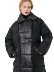 Ganni - BLACK OVERSIZED MIX PUFFER JAKKE