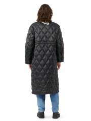 Ganni - BLACK SHINY QUILT LONG FRAKKE