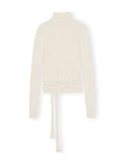 Ganni - WHITE BRUSHED ALPACA WRAP BLUSE