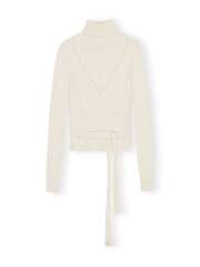 Ganni - WHITE BRUSHED ALPACA WRAP BLUSE