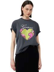 Ganni - GREY RELAXED HEART T-SHIRT