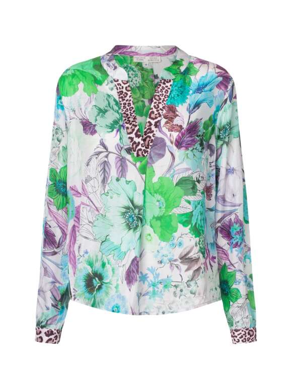 Charlotte Sparre S Ivory Leaf Print Spark Silk Blouse 2423