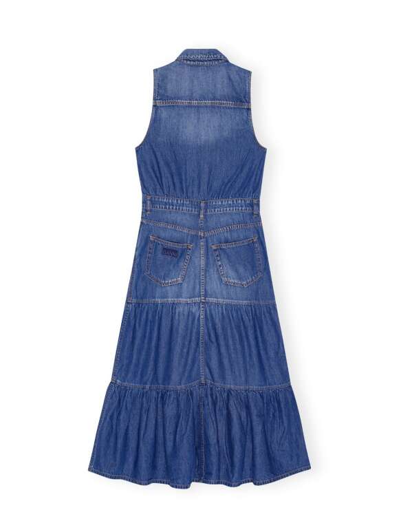 Ganni - BLUE DENIM LONG DRESS