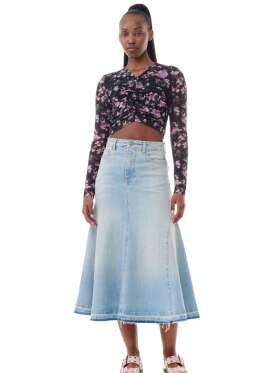 Ganni - DENIM MIDI NEDERDEL