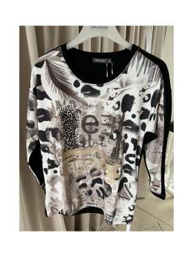 Textil Karntner - BLUSE MED PRINT OG STEN