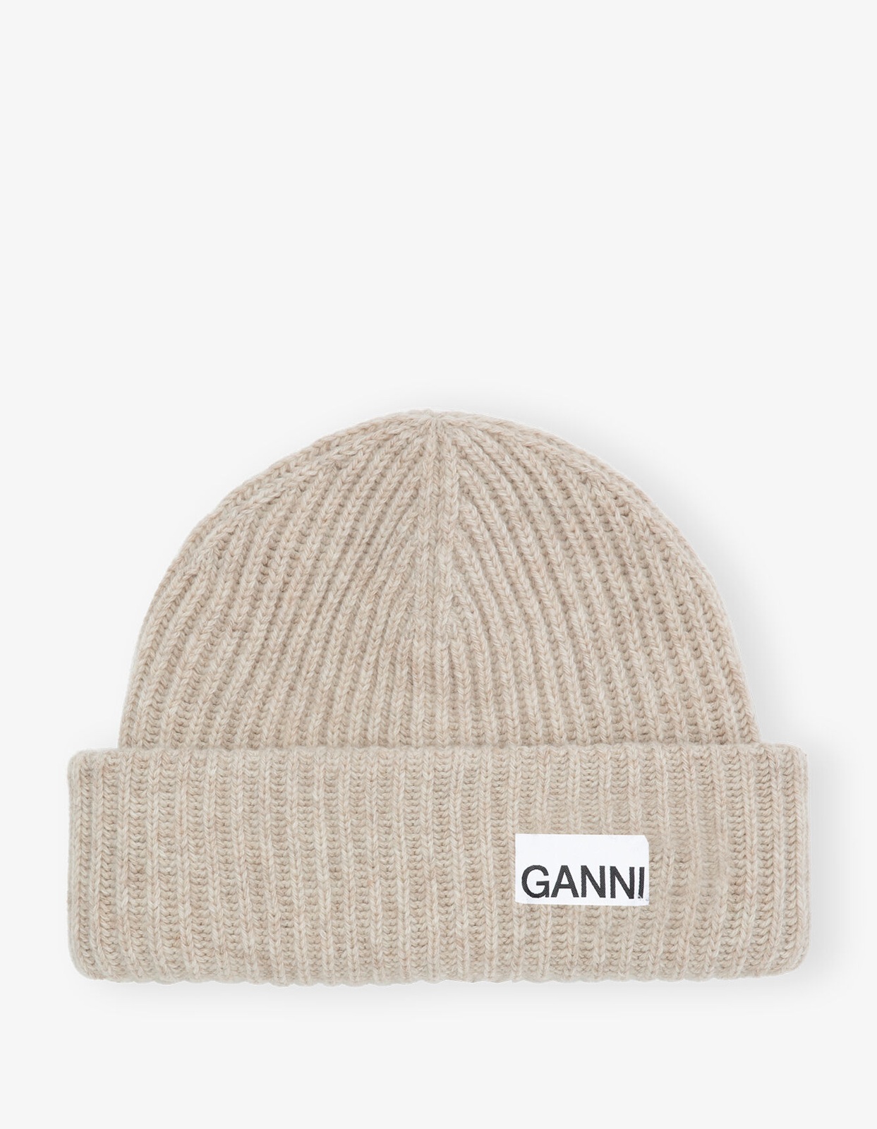 Oversized Wool Rib Knit Beanie