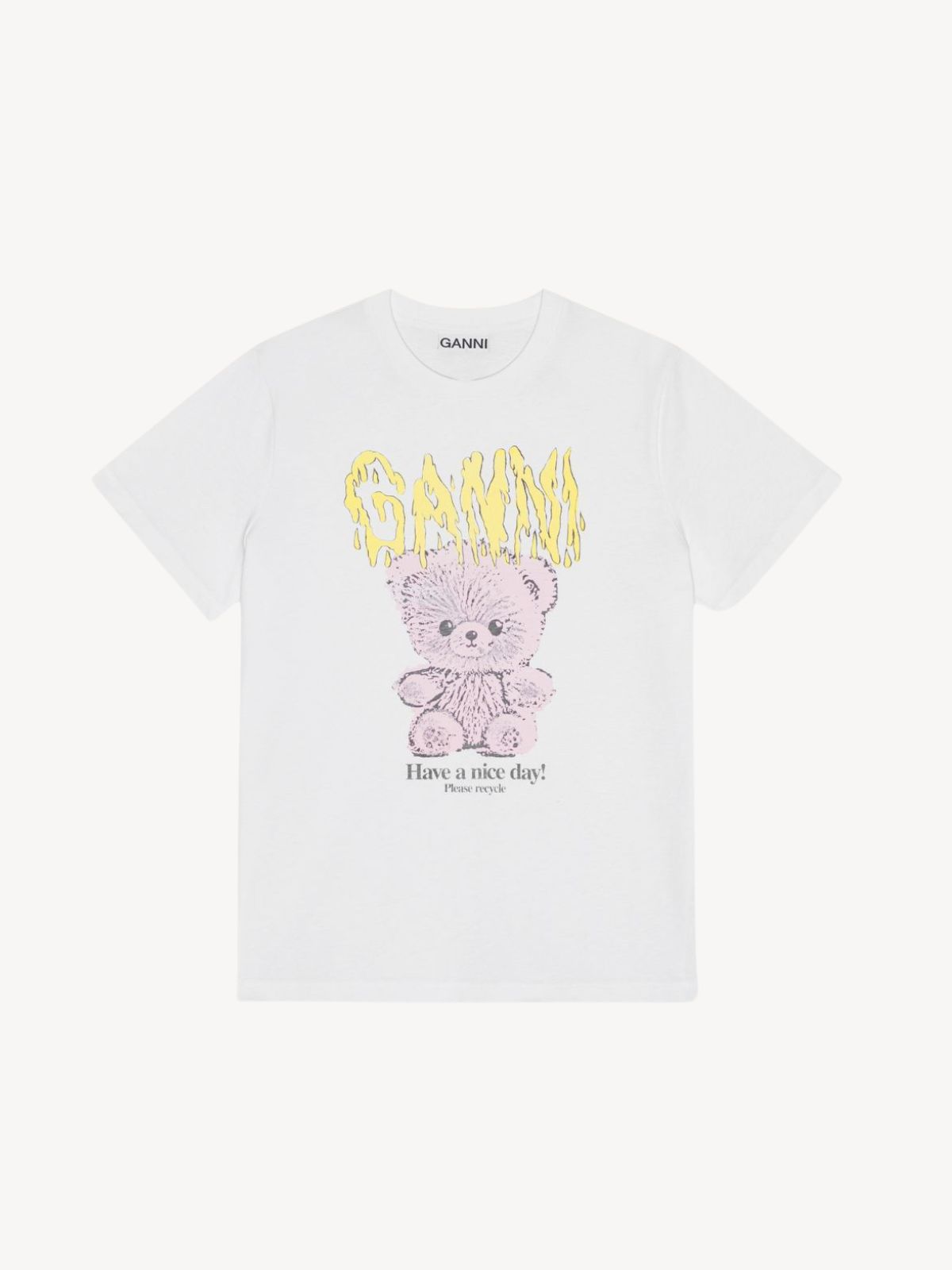 LØSTSIDDENDE T-SHIRT TEDDY PRINT
