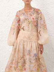 Zimmermann - DRAWN Hør/Silke Bluse