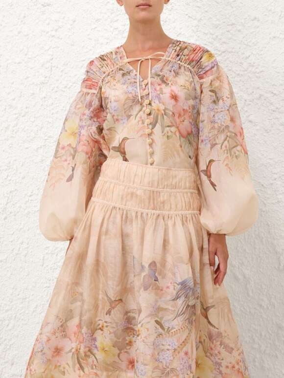Zimmermann - DRAWN Hør/Silke Bluse