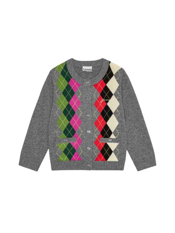 Ganni - Gråternet cardigan