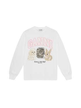Ganni - langærmet T-shirt med dyreprint