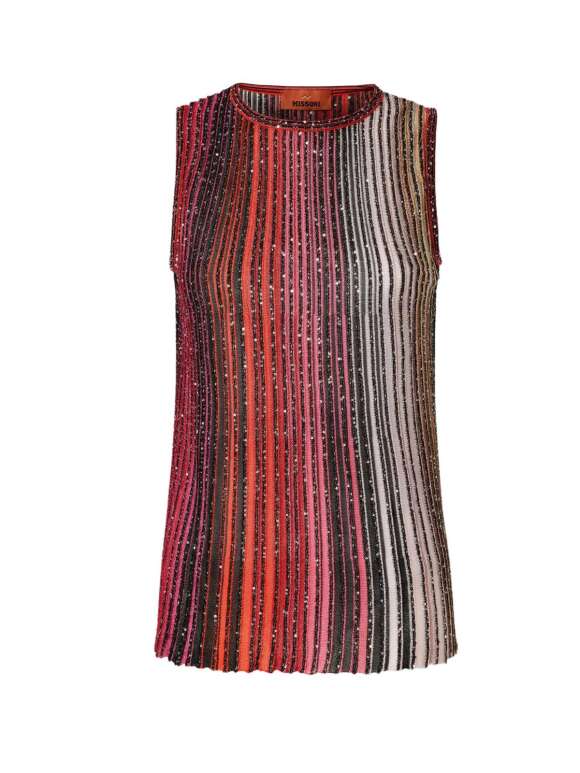 Missoni - PARTIAL STRIPED SLEEVELESS TOP