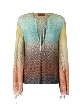 Missoni - GLIMMERBLUSE MED DYB UDSKÆRING