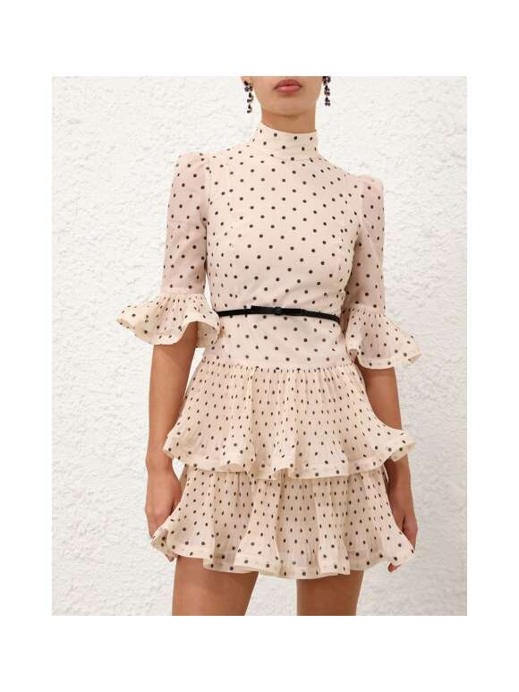 Zimmermann - PLEATED SLEEVED MINI KJOLE CREAM