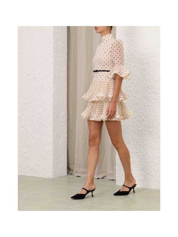 Zimmermann - PLEATED SLEEVED MINI KJOLE CREAM