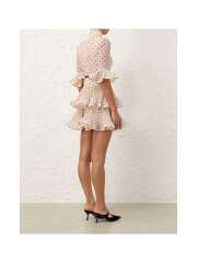 Zimmermann - PLEATED SLEEVED MINI KJOLE CREAM