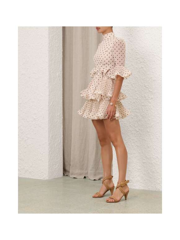 Zimmermann - PLEATED SLEEVED MINI KJOLE CREAM