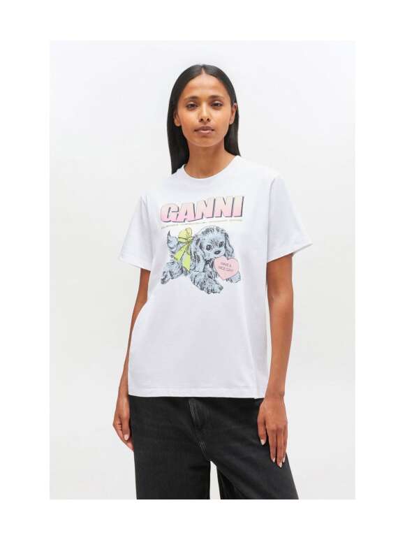 Ganni - T-SHIRT MED HVALPEPRINT