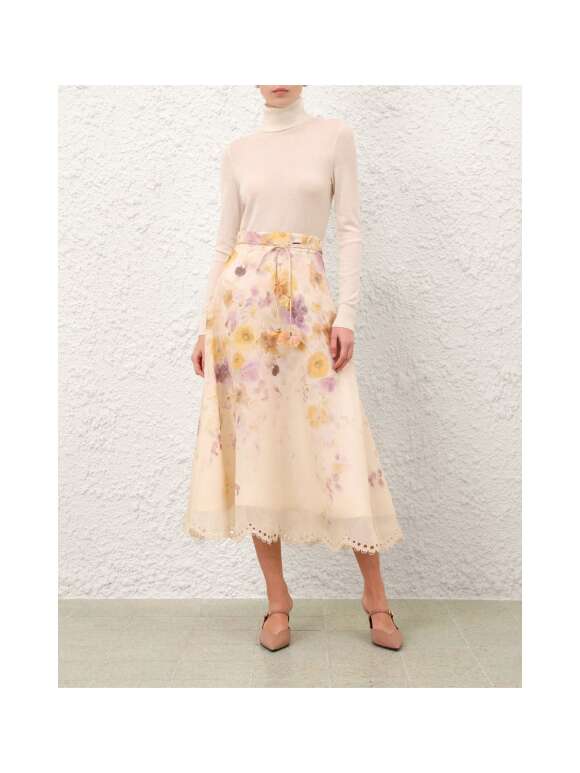 Zimmermann - MEMENTO EMBROIDERED MIDI NEDERDEL