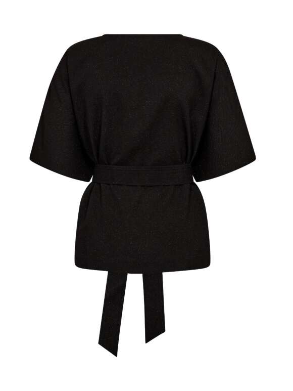 Mos Mosh - SORT BLUSE MED BINDEBÅND