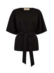 Mos Mosh - SORT BLUSE MED BINDEBÅND Mos Mosh - SORT BLUSE MED BINDEBÅND