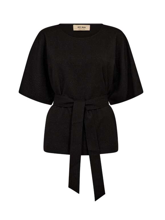 Mos Mosh - SORT BLUSE MED BINDEBÅND