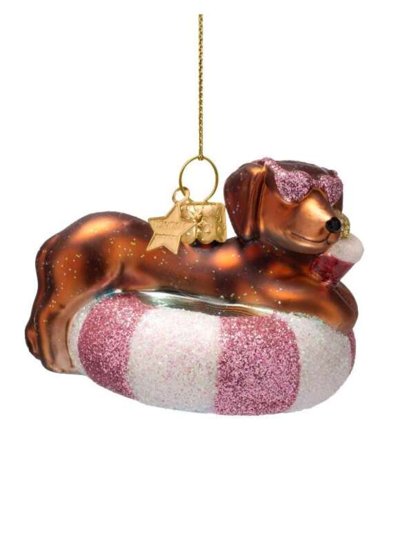 Vondels - DOG ON POOL FLOAT Julepynt