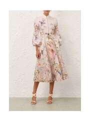 Zimmermann - BUTTON MIDI DRESS Rebellion Hør Kjole Zimmermann - BUTTON MIDI DRESS Rebellion Hør Kjole