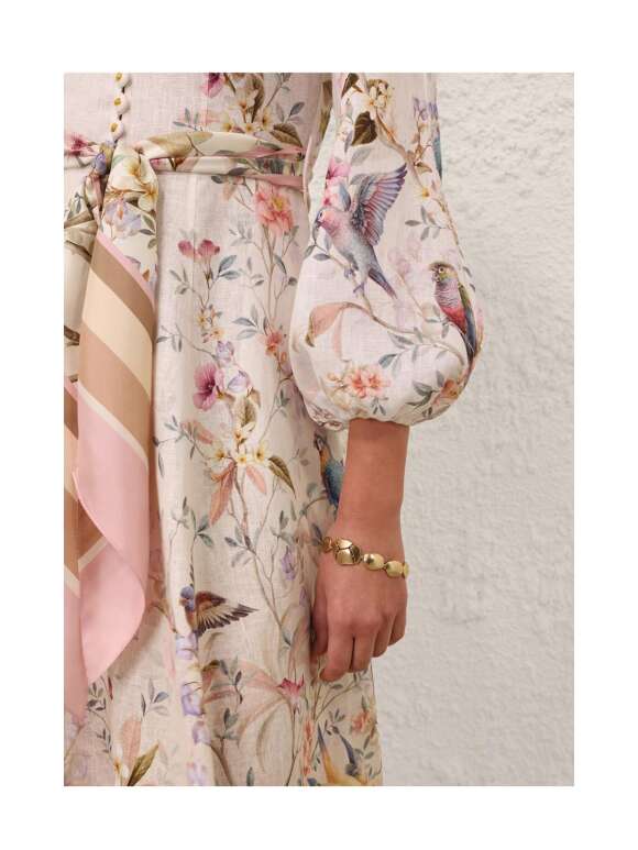 Zimmermann - BUTTON MIDI DRESS Rebellion Hør Kjole