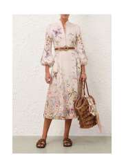 Zimmermann - BUTTON MIDI DRESS Rebellion Hør Kjole Zimmermann - BUTTON MIDI DRESS Rebellion Hør Kjole