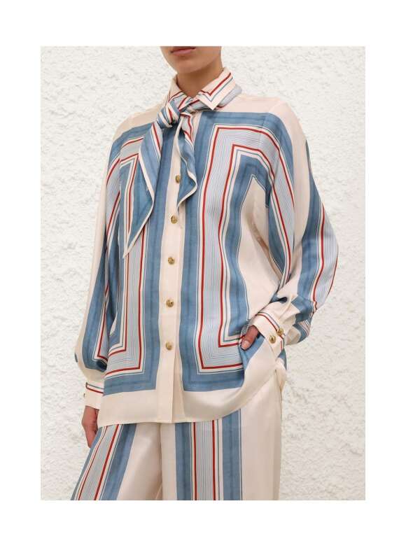Zimmermann - RELAXED SCARF SHIRT Silkeskjorte