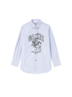 Ganni - Logo-skjorte med blå striber